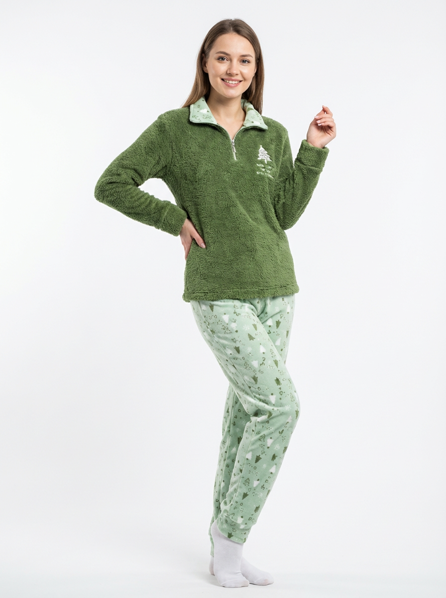Ensemble de Pyjama Chaud et Moelleux avec Broderie Arbre de Noël